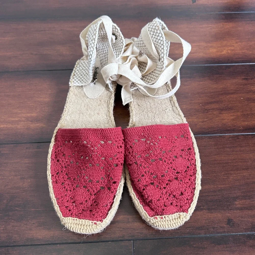 Saludos The Lauren Lace UP Crochet Espadrilles Women's size 10-10.5 NWOB Boho